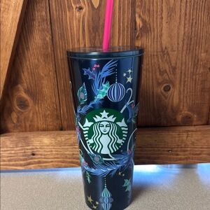 Starbucks Holiday Tumbler with Blue and‎ Green Design